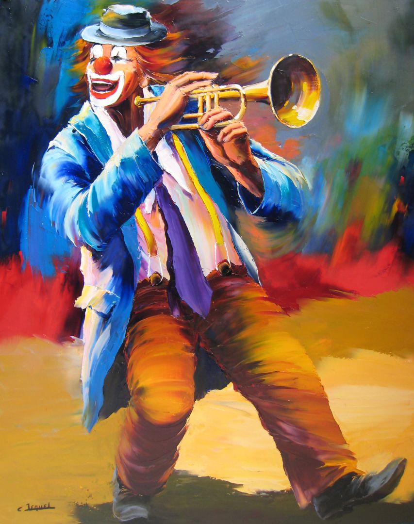 Clown à la trompette